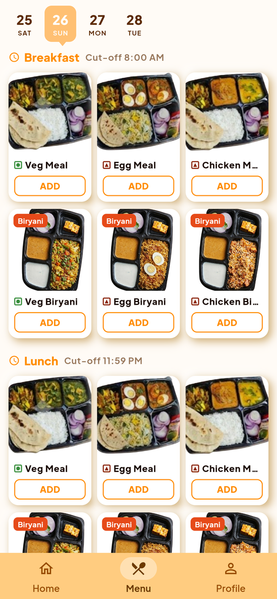 Book from the daily menu